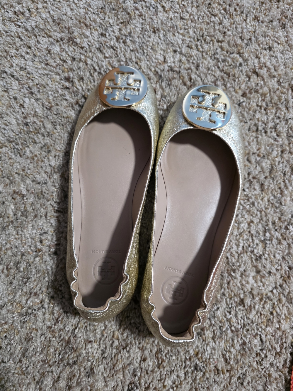 Tory Burch Gold Metallic Reyna Ballet Flats